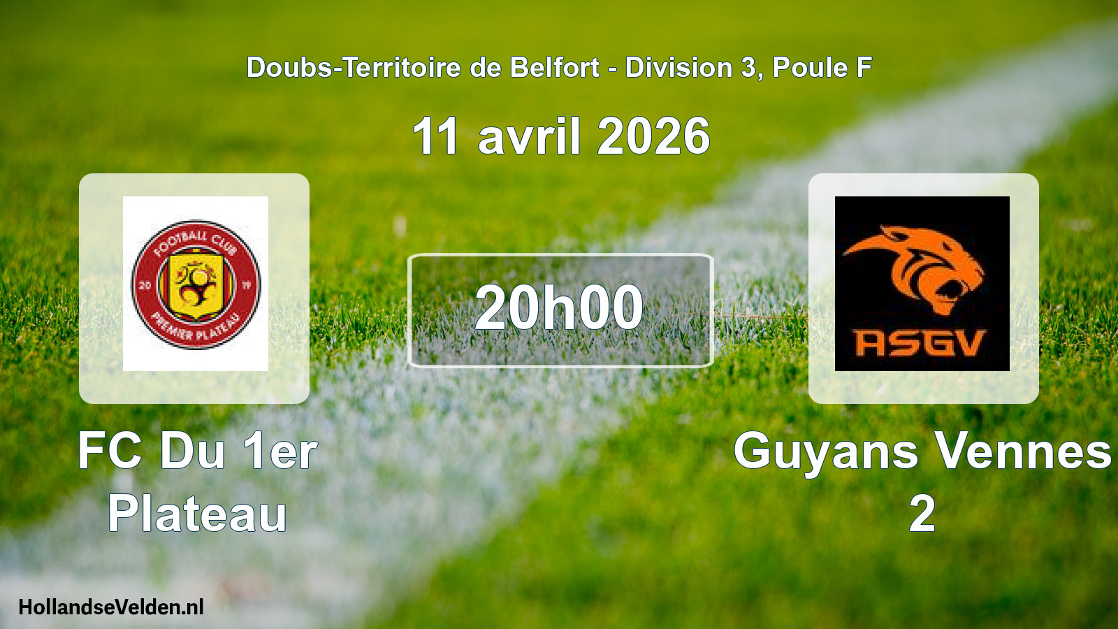 Match programmé: FC Du 1er Plateau - Guyans Vennes 2 (11 avril 2026)