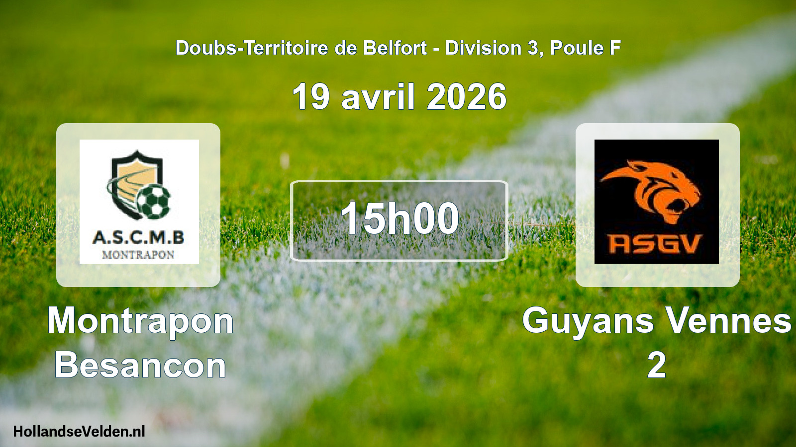 Geplande wedstrijd: Montrapon Besancon - Guyans Vennes 2 (19 april 2026)