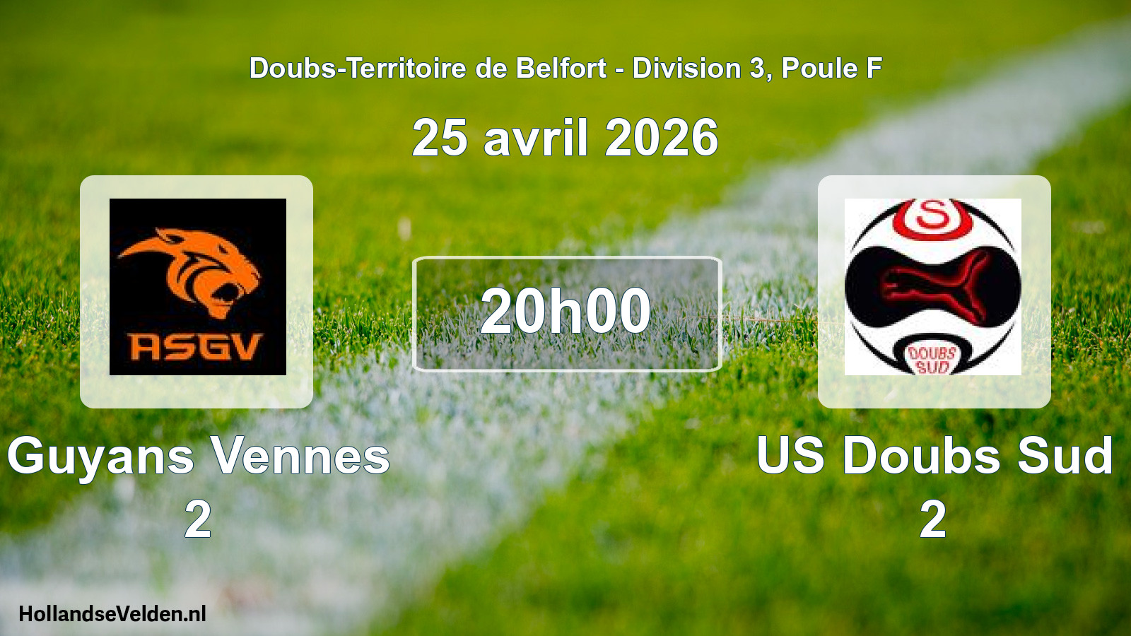 Scheduled Match: Guyans Vennes 2 - US Doubs Sud 2 (25 April 2026)