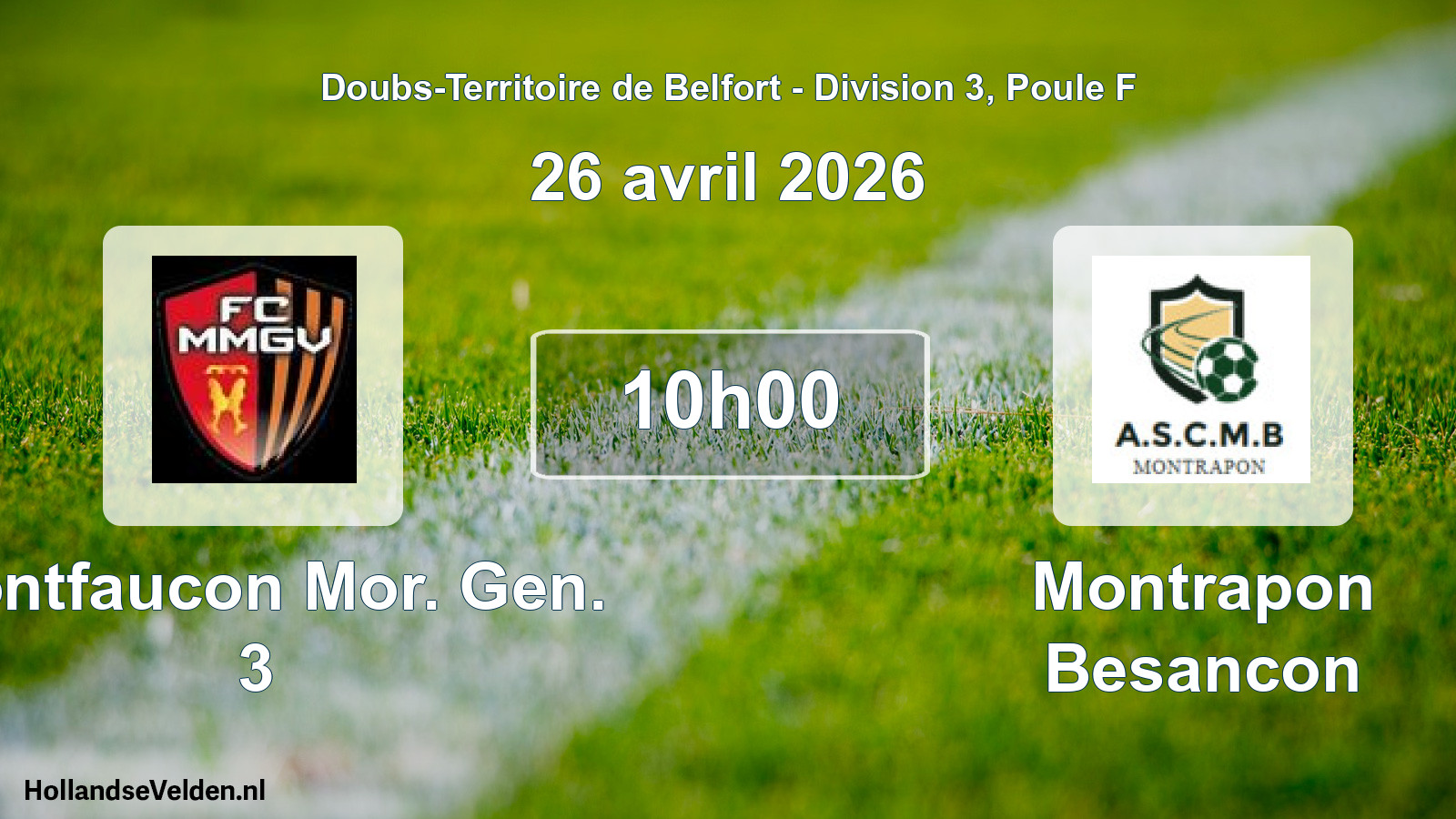 Match programmé: Montfaucon Mor. Gen. 3 - Montrapon Besancon (26 avril 2026)