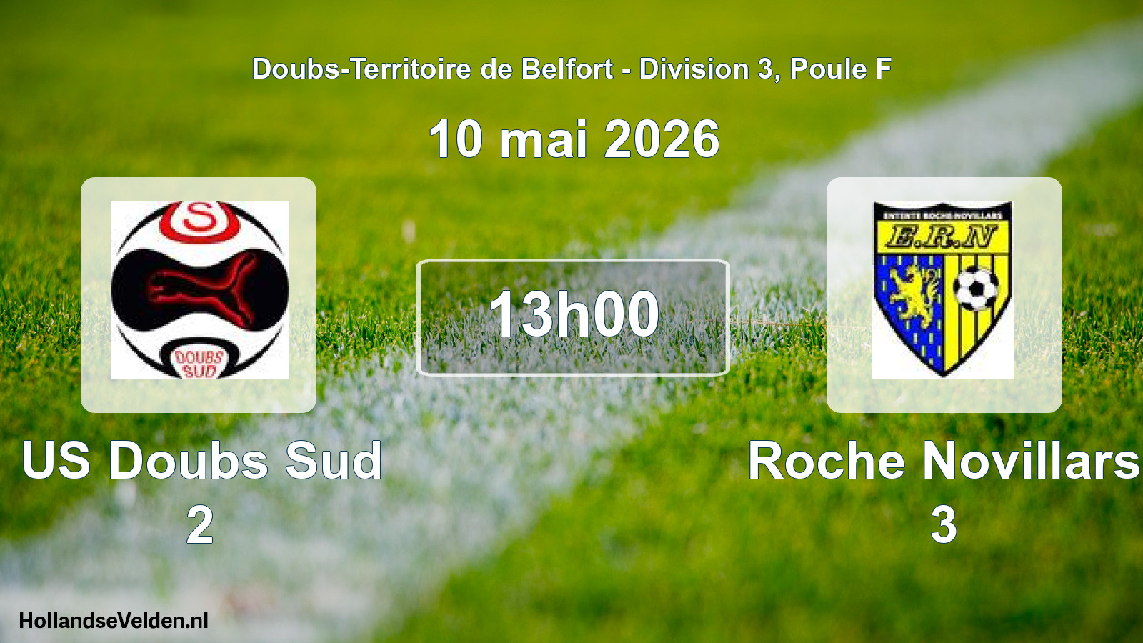 Scheduled Match: US Doubs Sud 2 - Roche Novillars 3 (10 May 2026)