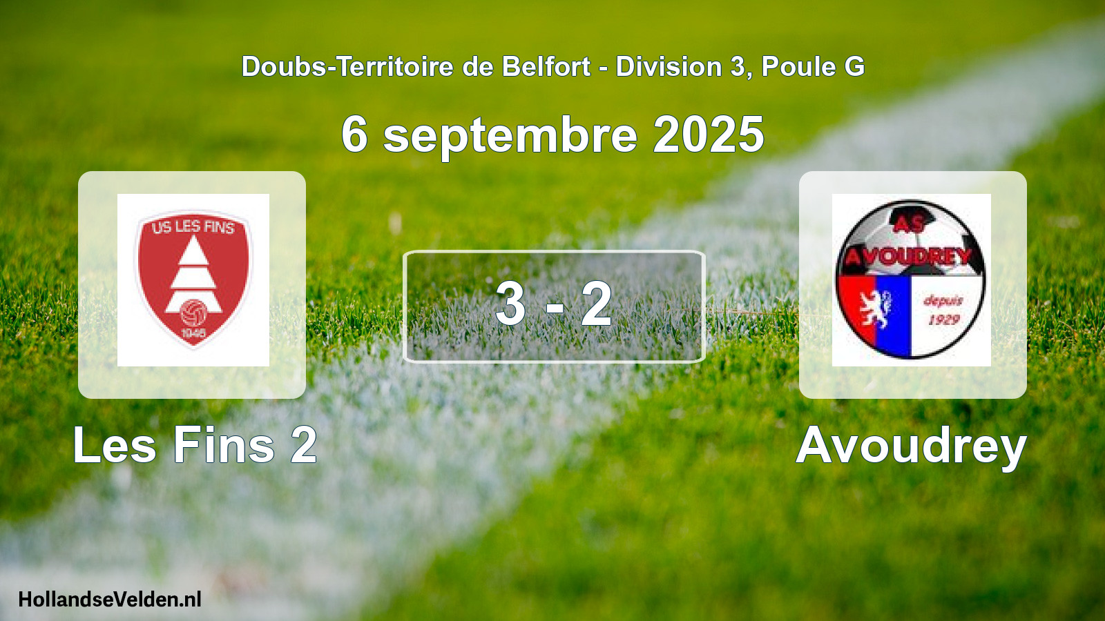 Match joué: Les Fins 2 - Avoudrey 3 - 2 (6 septembre 2025)