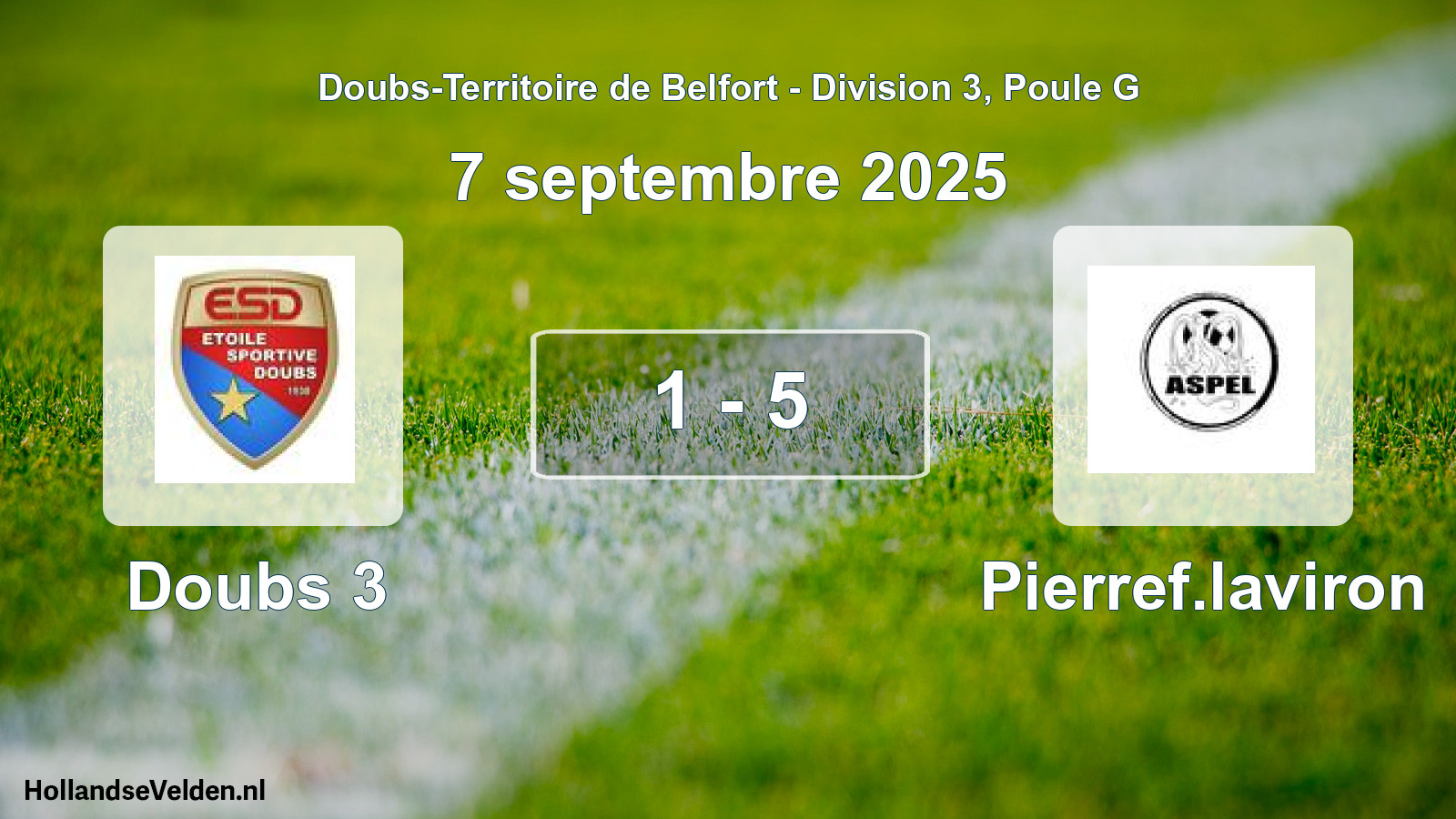 Match joué: Doubs 3 - Pierref.laviron 1 - 5 (7 septembre 2025)