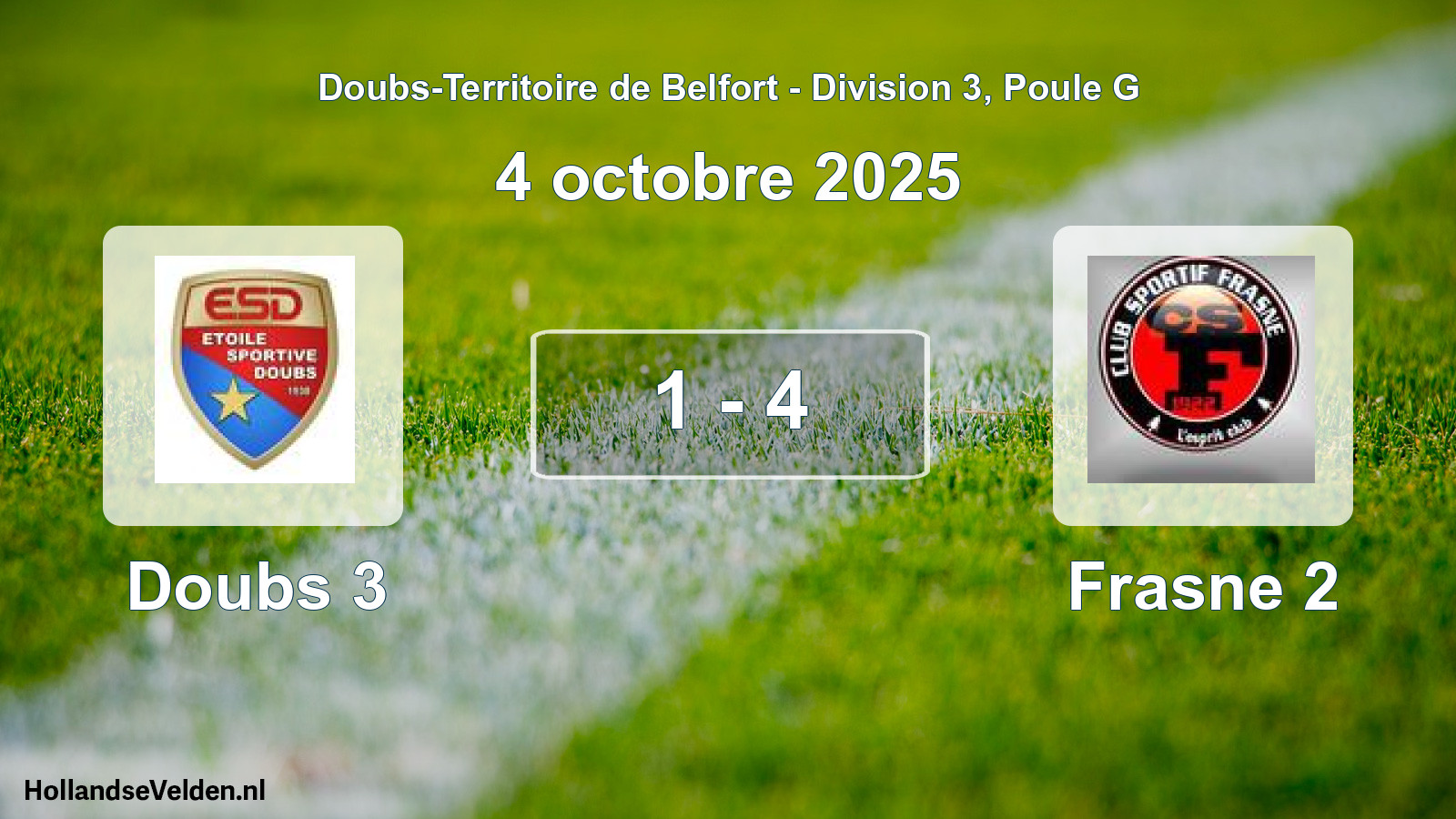 Match joué: Doubs 3 - Frasne 2 1 - 4 (4 octobre 2025)