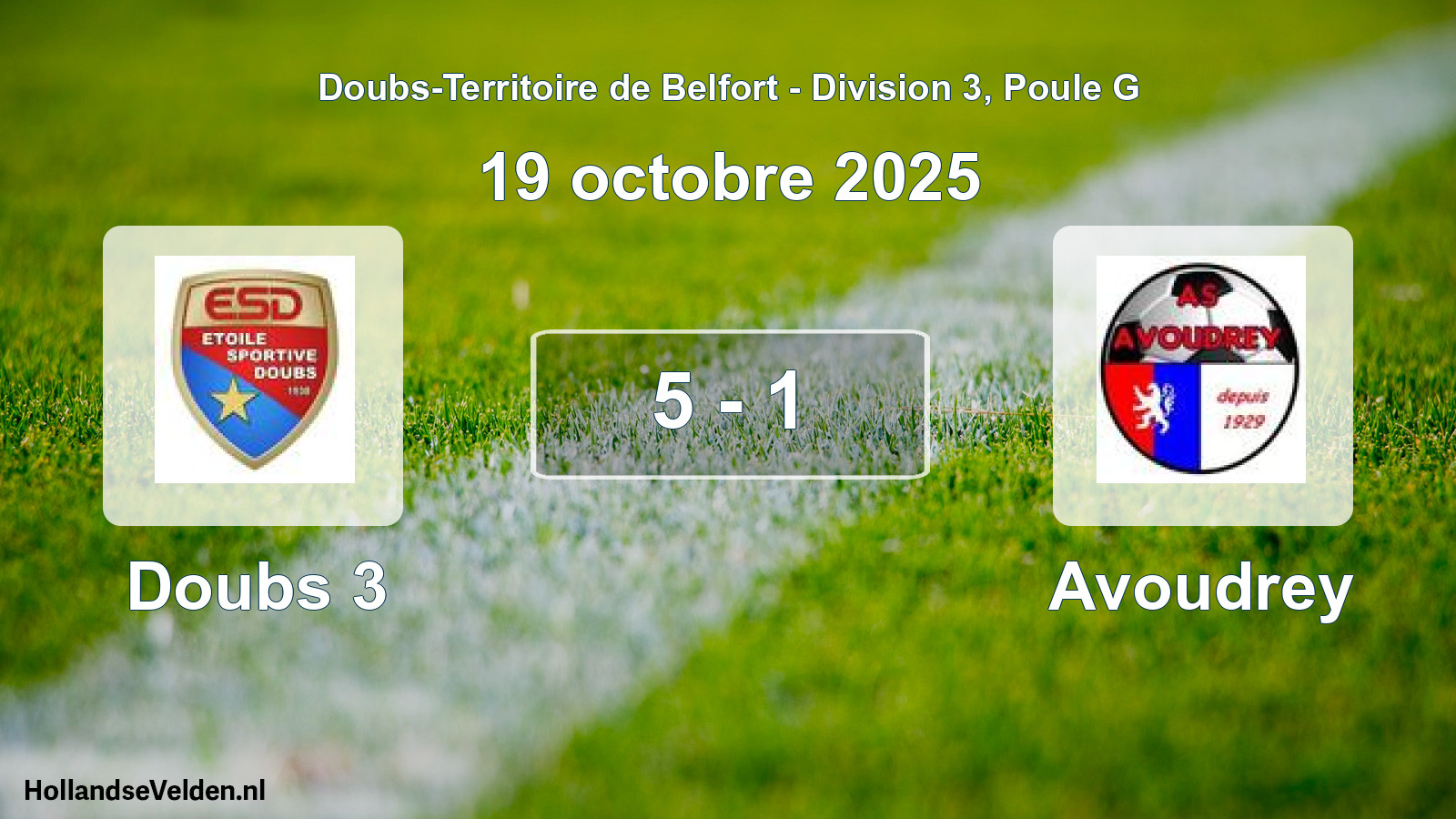 Match joué: Doubs 3 - Avoudrey 5 - 1 (19 octobre 2025)