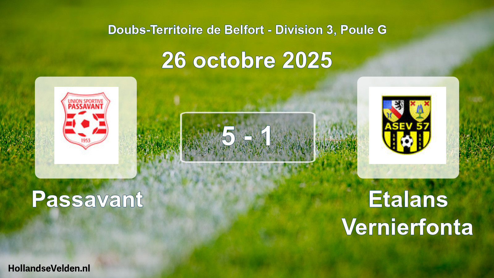 Match joué: Passavant - Etalans Vernierfonta 5 - 1 (26 octobre 2025)