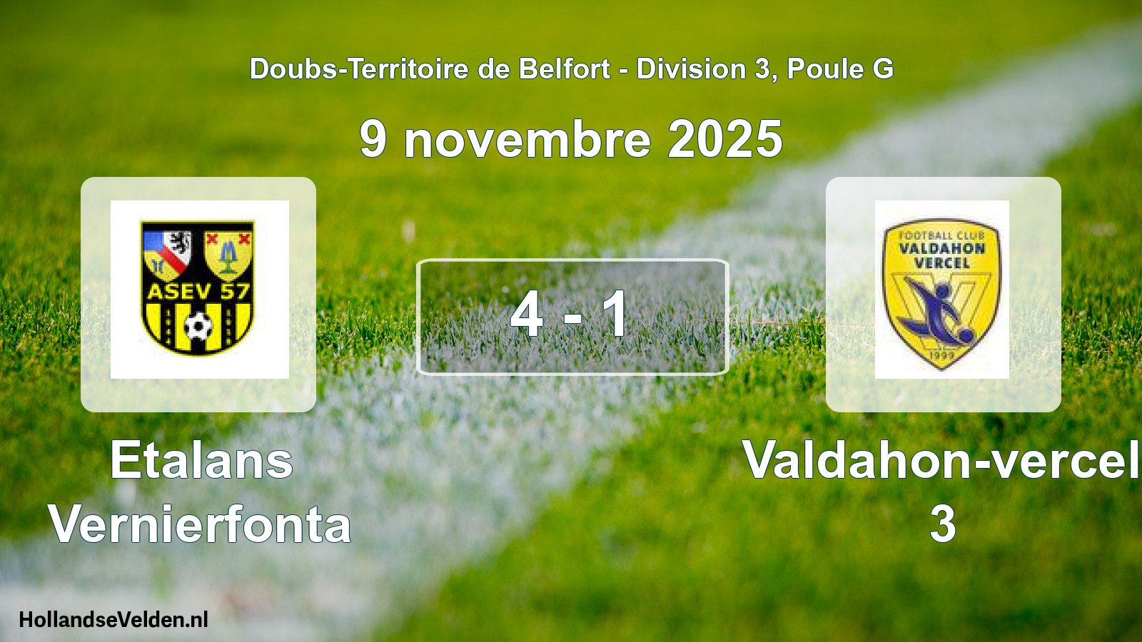 Match joué: Etalans Vernierfonta - Valdahon-vercel 3 4 - 1 (9 novembre 2025)