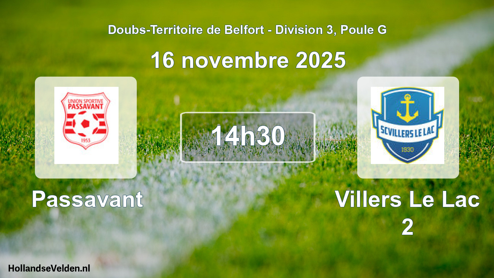 Match programmé: Passavant - Villers Le Lac 2 (16 novembre 2025)