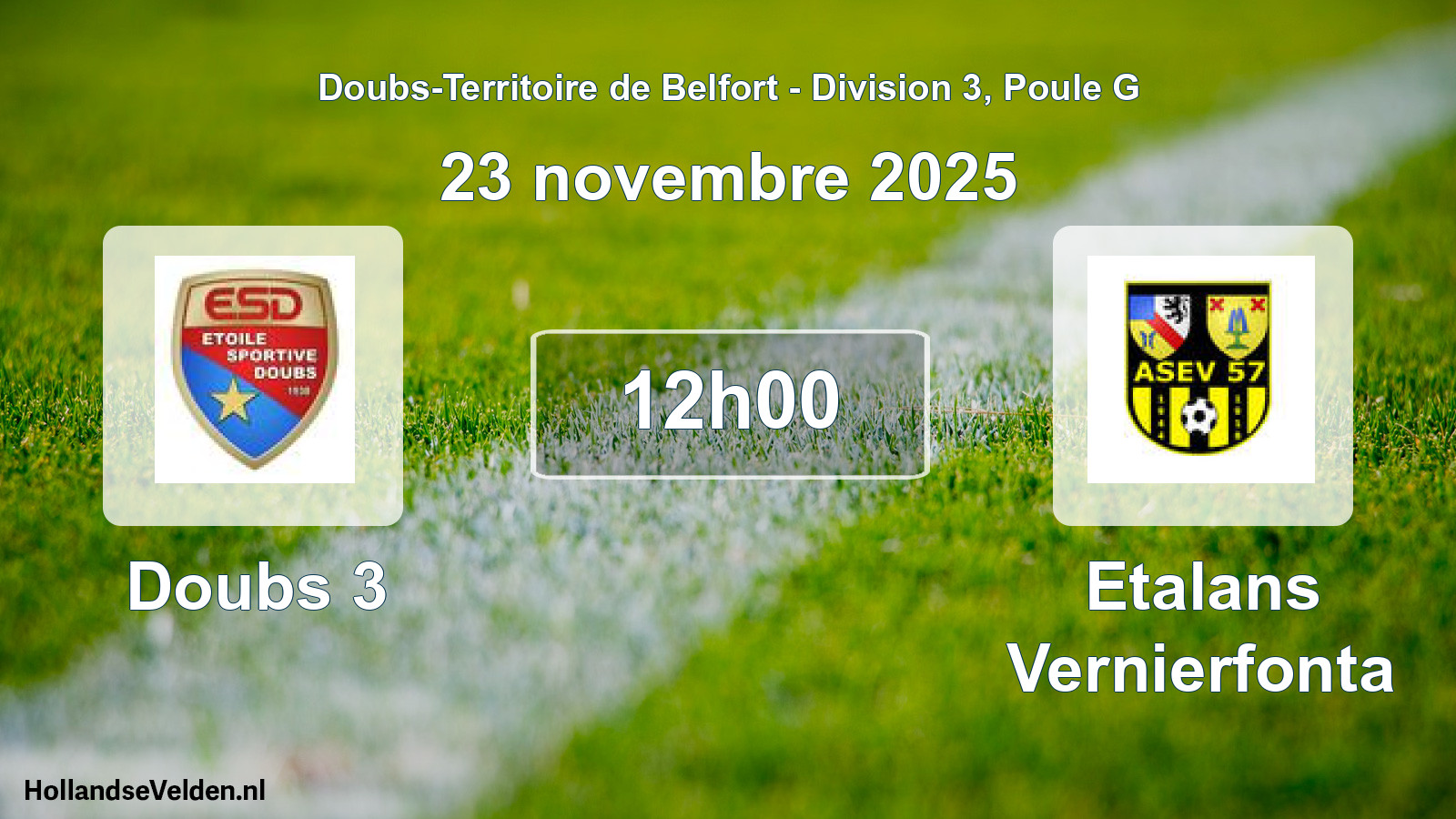 Scheduled Match: Doubs 3 - Etalans Vernierfonta (23 November 2025)