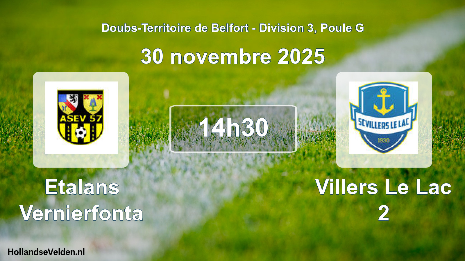 Match programmé: Etalans Vernierfonta - Villers Le Lac 2 (30 novembre 2025)