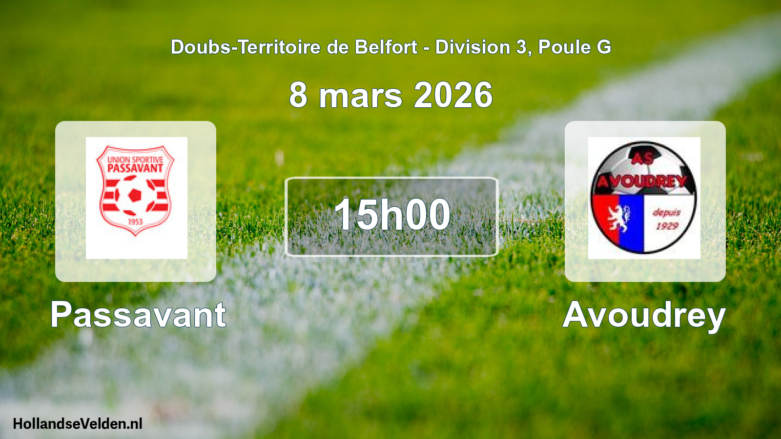 Match programmé: Passavant - Avoudrey (8 mars 2026)