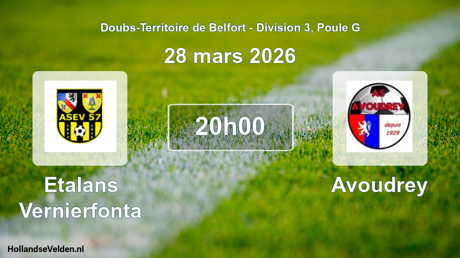 Match programmé: Etalans Vernierfonta - Avoudrey (28 mars 2026)