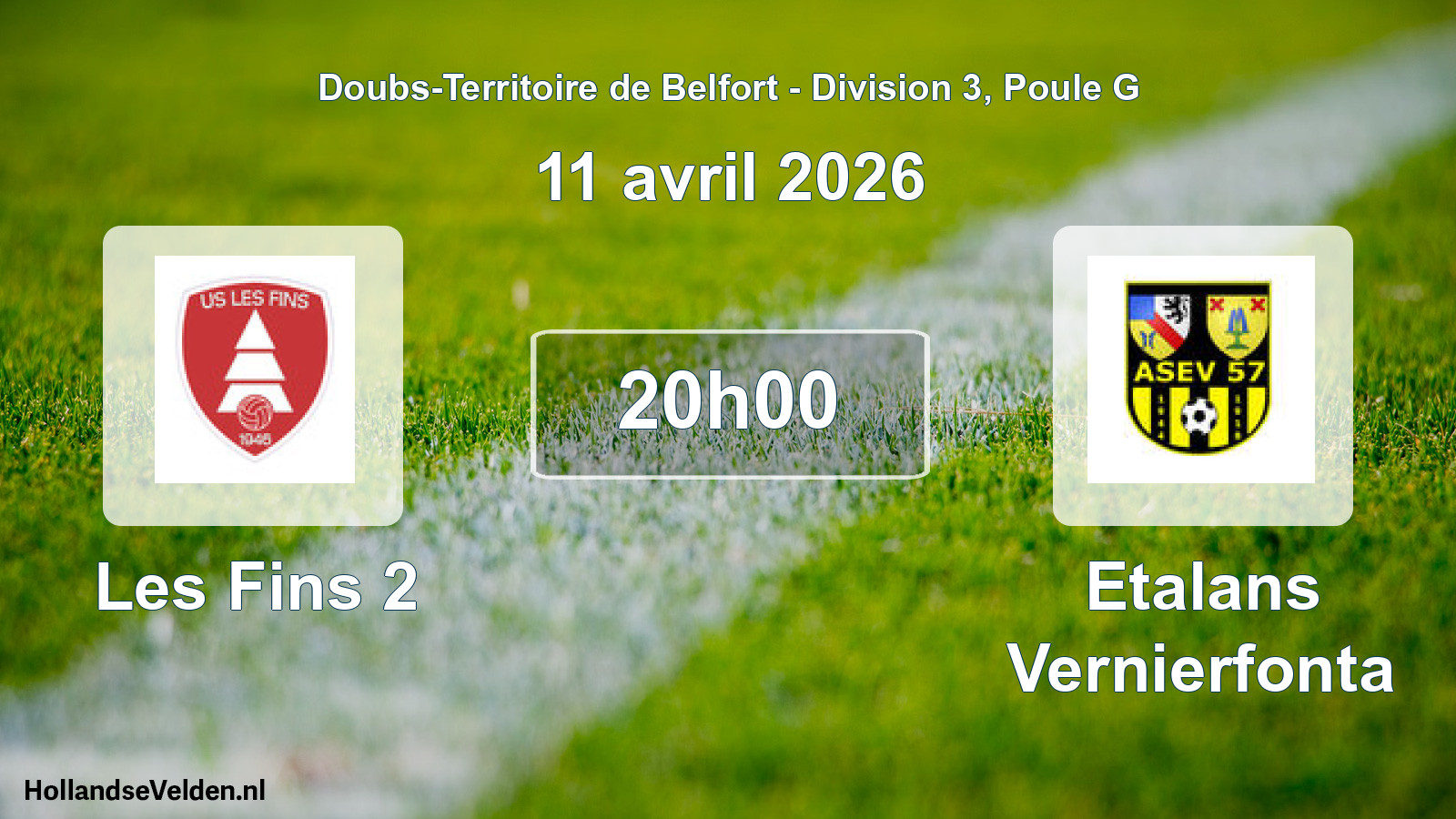 Match programmé: Les Fins 2 - Etalans Vernierfonta (11 avril 2026)