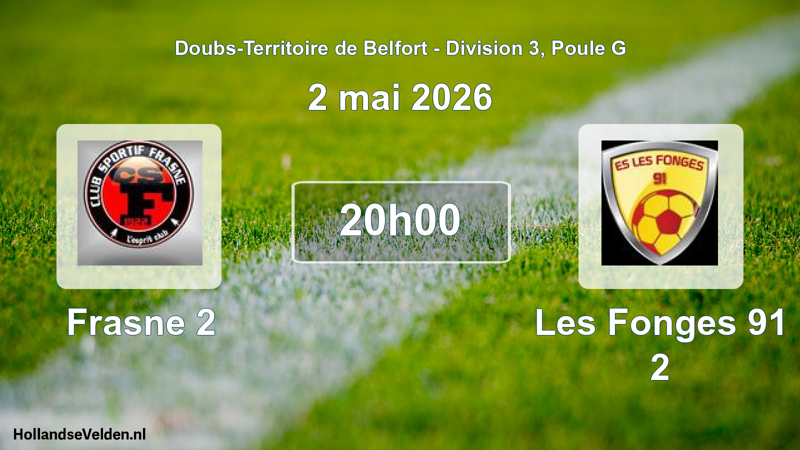 Match programmé: Frasne 2 - Les Fonges 91 2 (2 mai 2026)