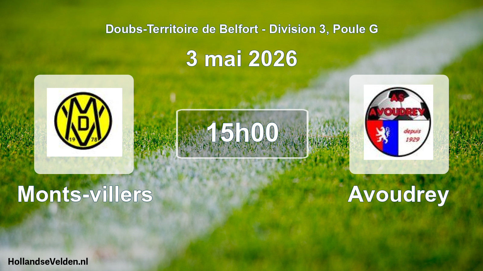 Match programmé: Monts-villers - Avoudrey (3 mai 2026)