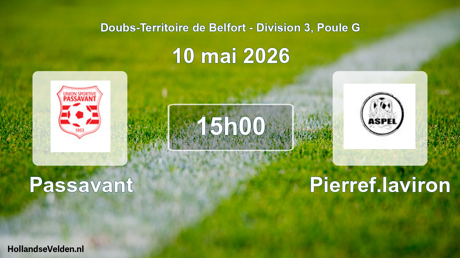 Match programmé: Passavant - Pierref.laviron (10 mai 2026)