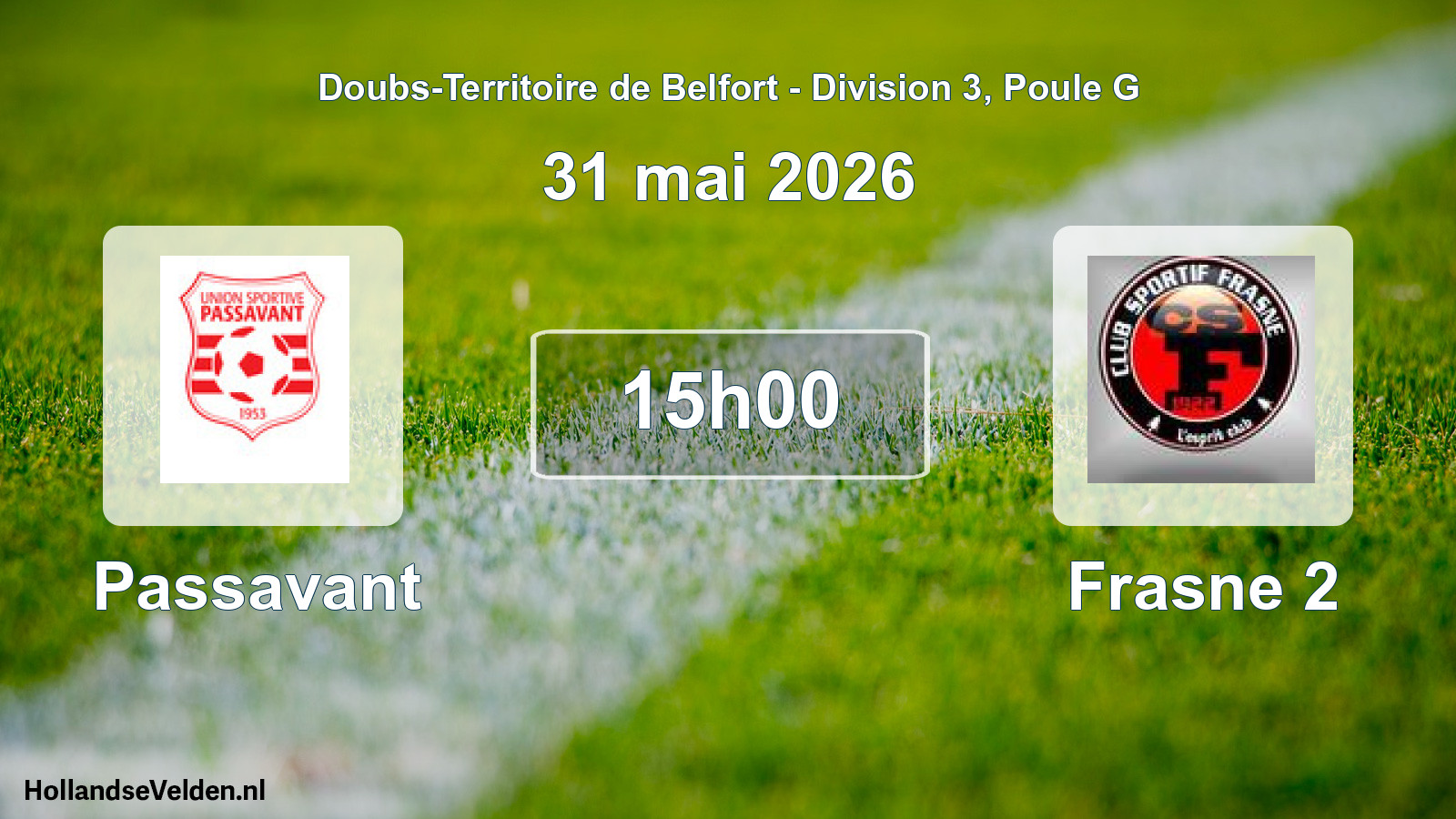 Match programmé: Passavant - Frasne 2 (31 mai 2026)