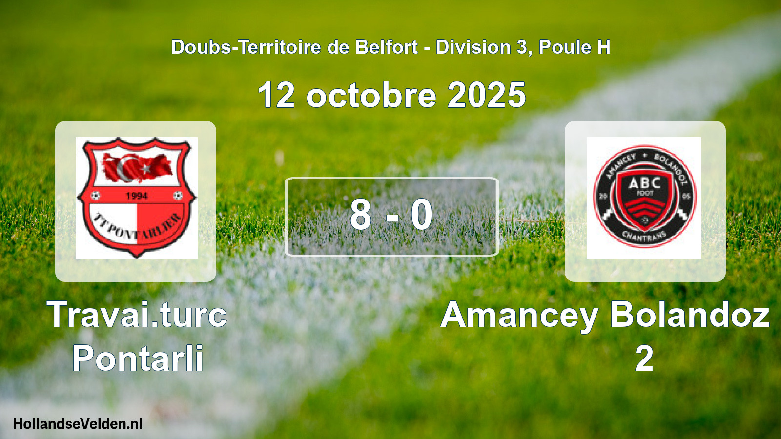 Total number of matches played: Travai.turc Pontarli - Amancey Bolandoz Cha 2 8 - 0 (12 October 2025)