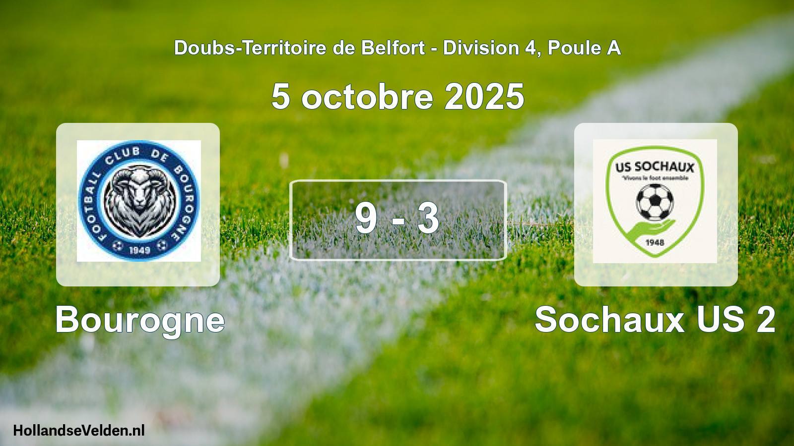 Match joué: Bourogne - Sochaux US 2 9 - 3 (5 octobre 2025)