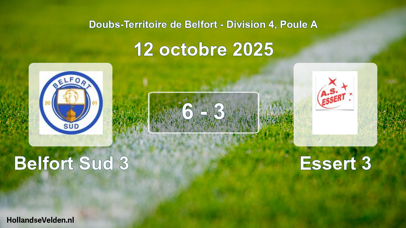 Total number of matches played: Belfort Sud 3 - Essert 3 6 - 3 (12 October 2025)