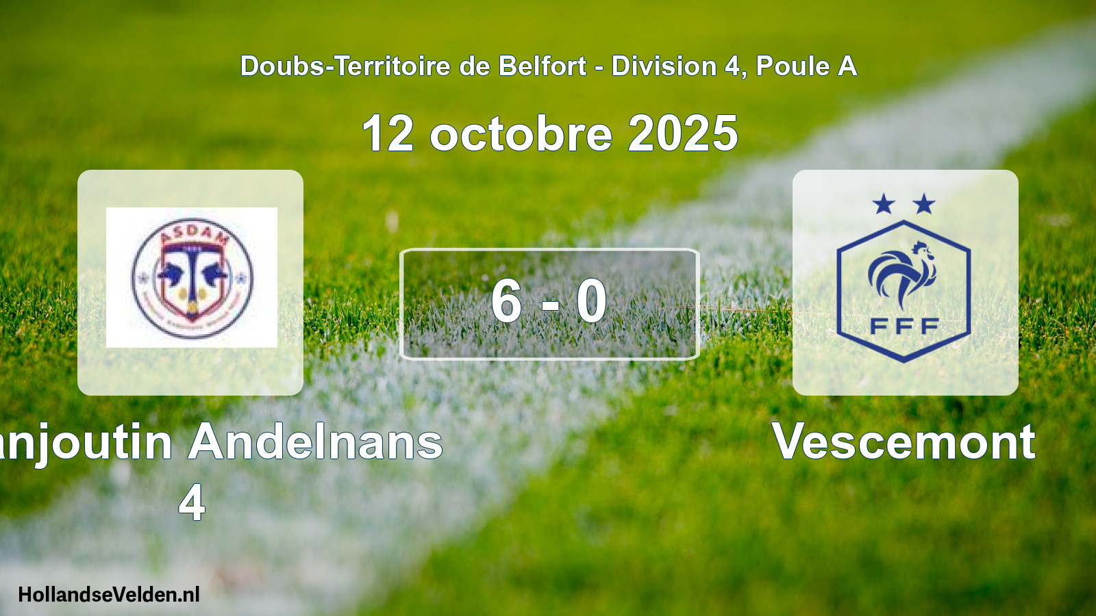 Gespeelde wedstrijd: Danjoutin Andelnans 4 - Vescemont 6 - 0 (12 oktober 2025)
