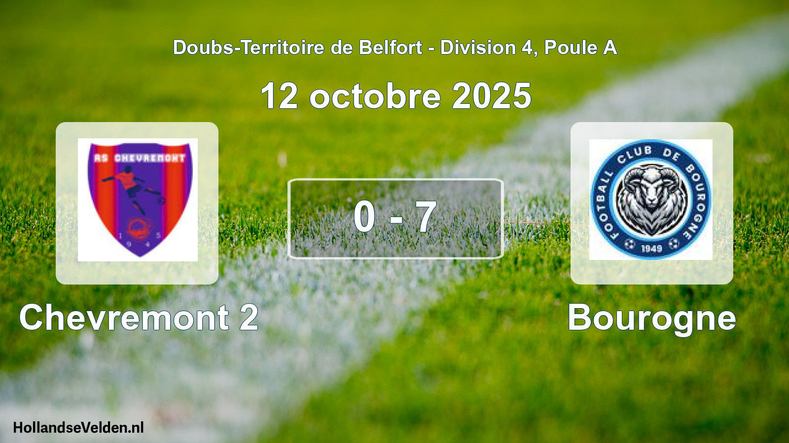 Total number of matches played: Chevremont 2 - Bourogne 0 - 7 (12 October 2025)
