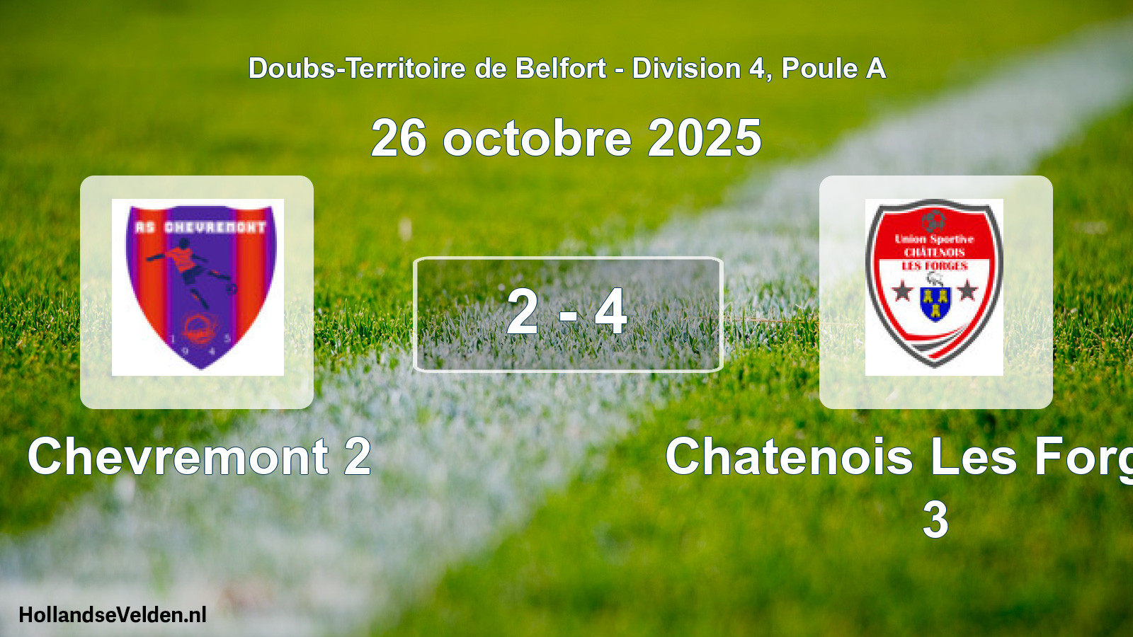 Match joué: Chevremont 2 - Chatenois Les Forges 3 2 - 4 (26 octobre 2025)
