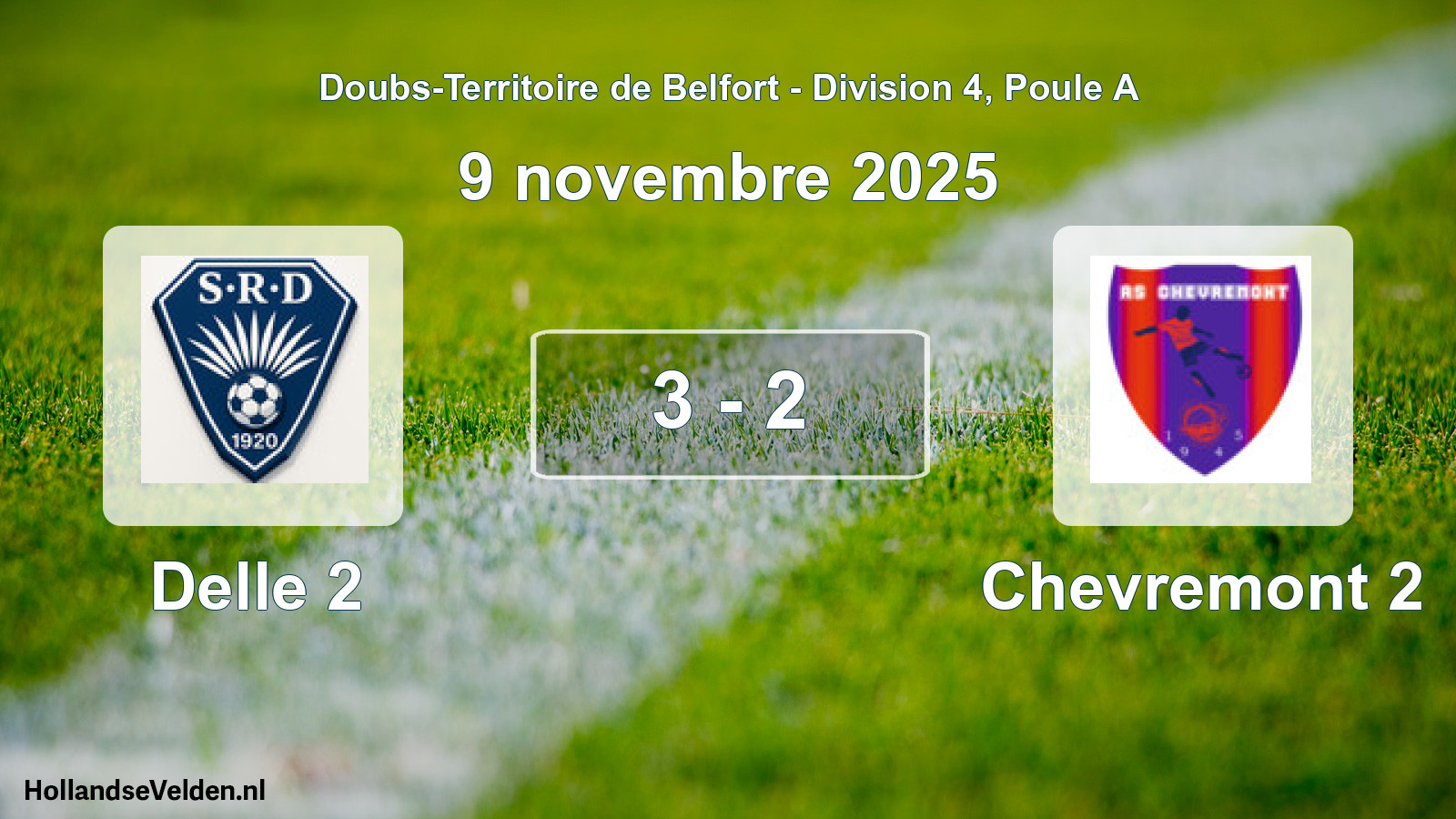 Match joué: Delle 2 - Chevremont 2 3 - 2 (9 novembre 2025)