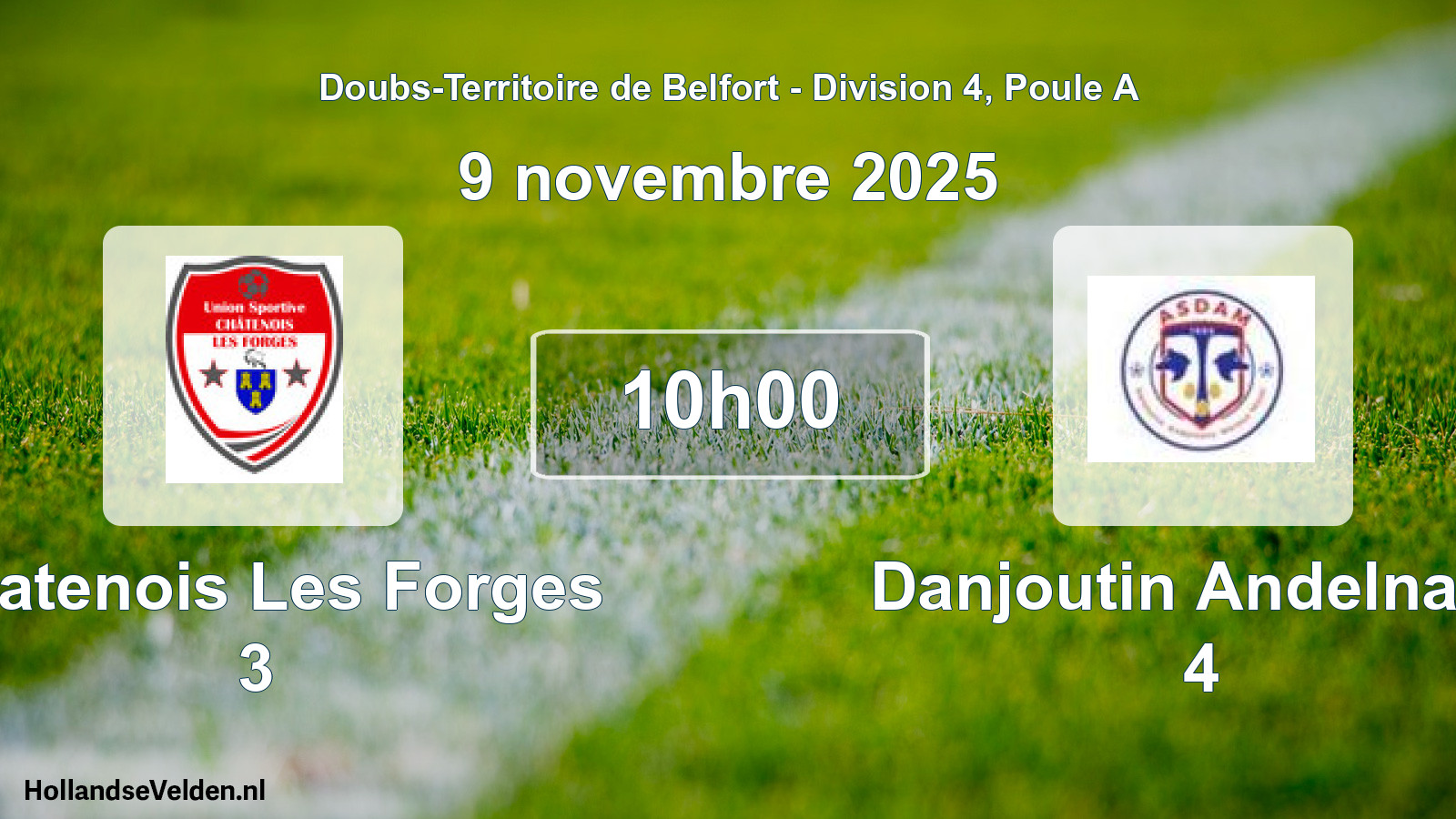 Match programmé: Chatenois Les Forges 3 - Danjoutin Andelnans 4 (9 novembre 2025)