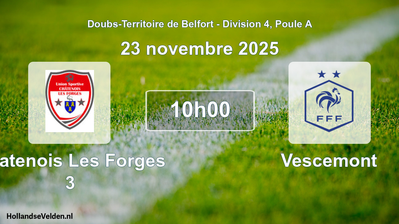 Match programmé: Chatenois Les Forges 3 - Vescemont (23 novembre 2025)