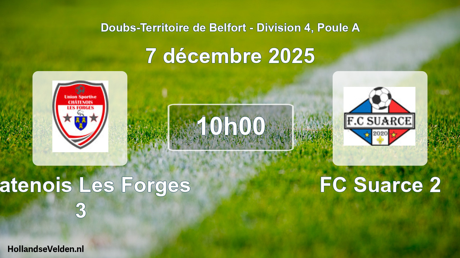 Match programmé: Chatenois Les Forges 3 - FC Suarce 2 (7 décembre 2025)