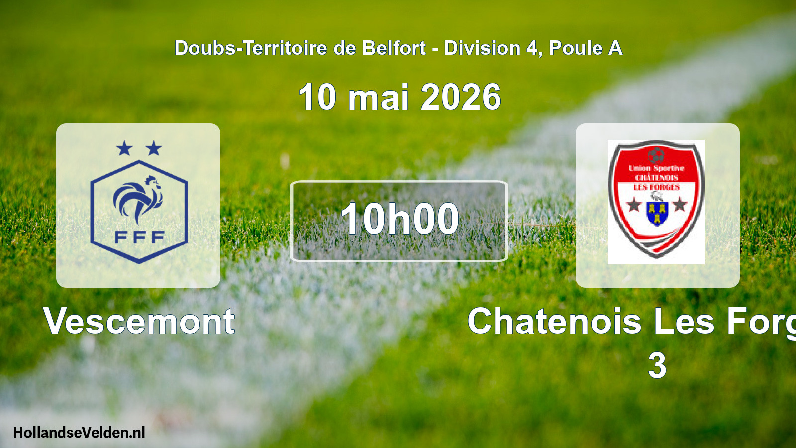 Match programmé: Vescemont - Chatenois Les Forges 3 (10 mai 2026)