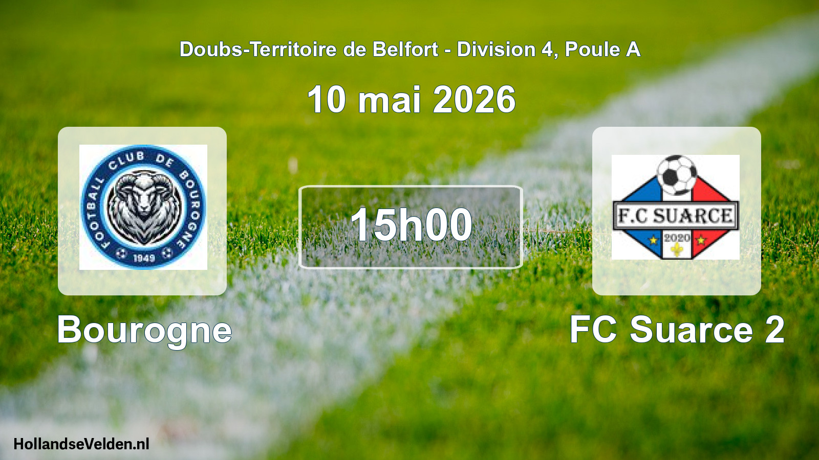 Match programmé: Bourogne - FC Suarce 2 (10 mai 2026)