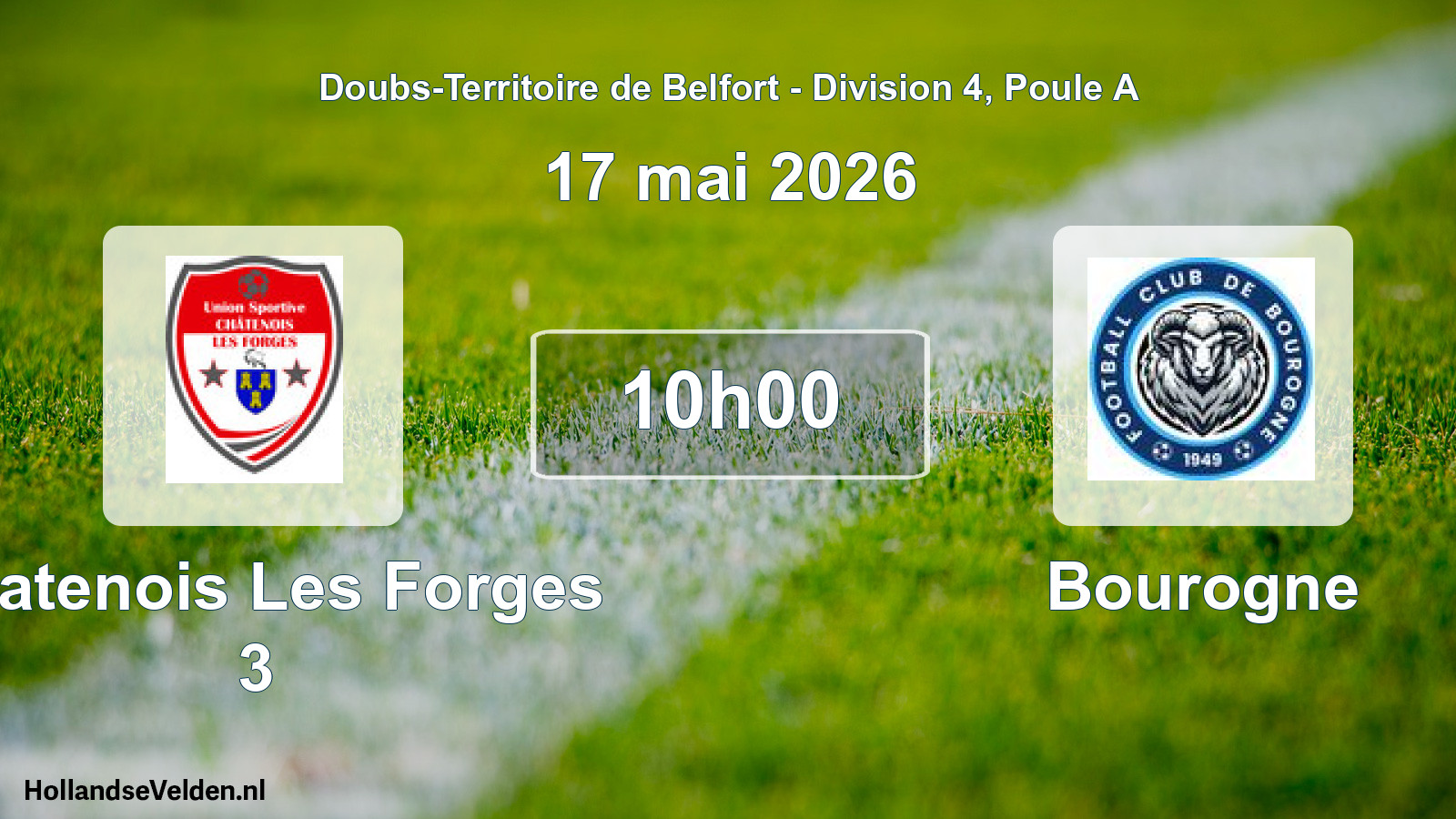 Match programmé: Chatenois Les Forges 3 - Bourogne (17 mai 2026)