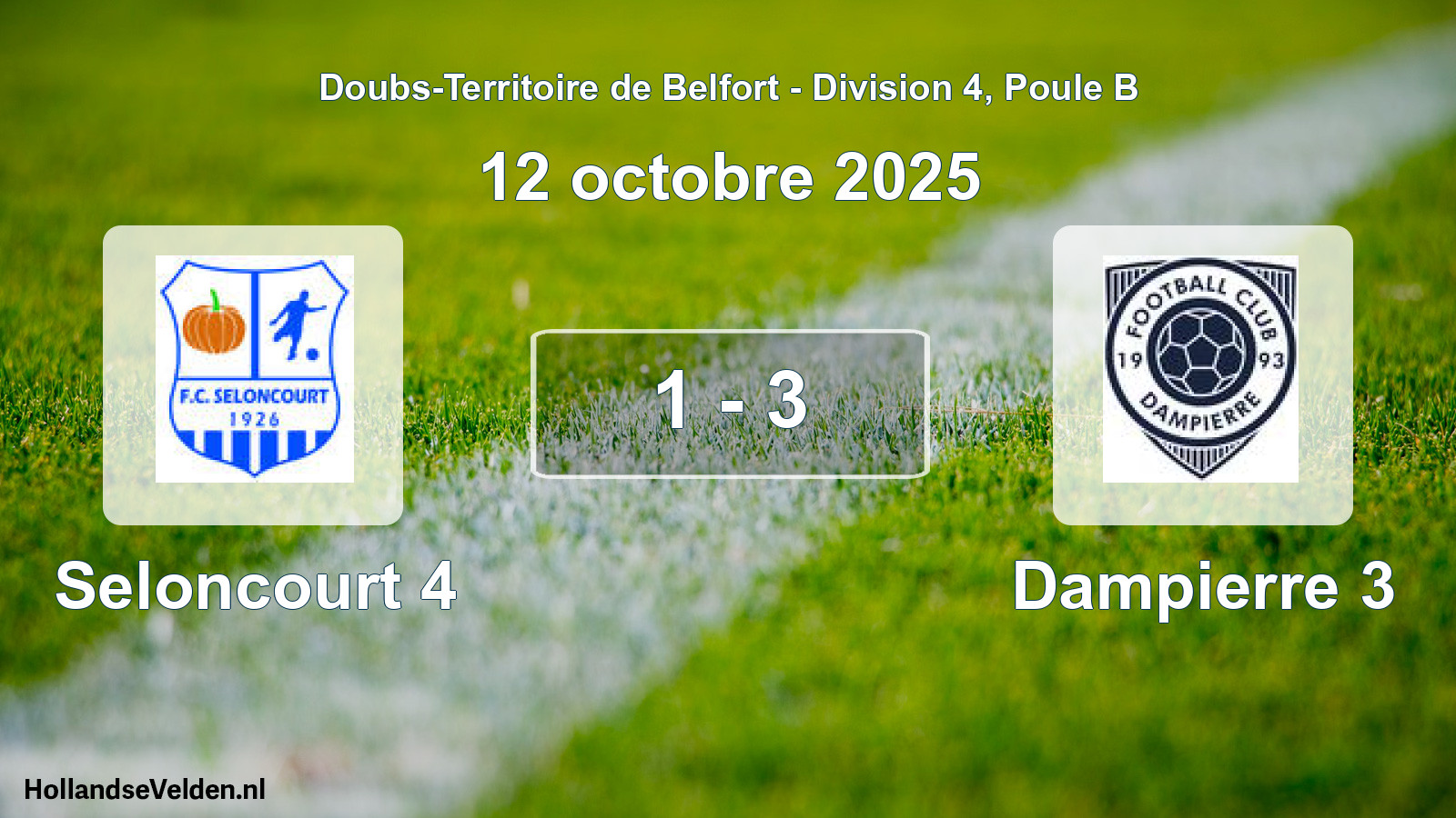 Match joué: Seloncourt 4 - Dampierre 3 1 - 3 (12 octobre 2025)