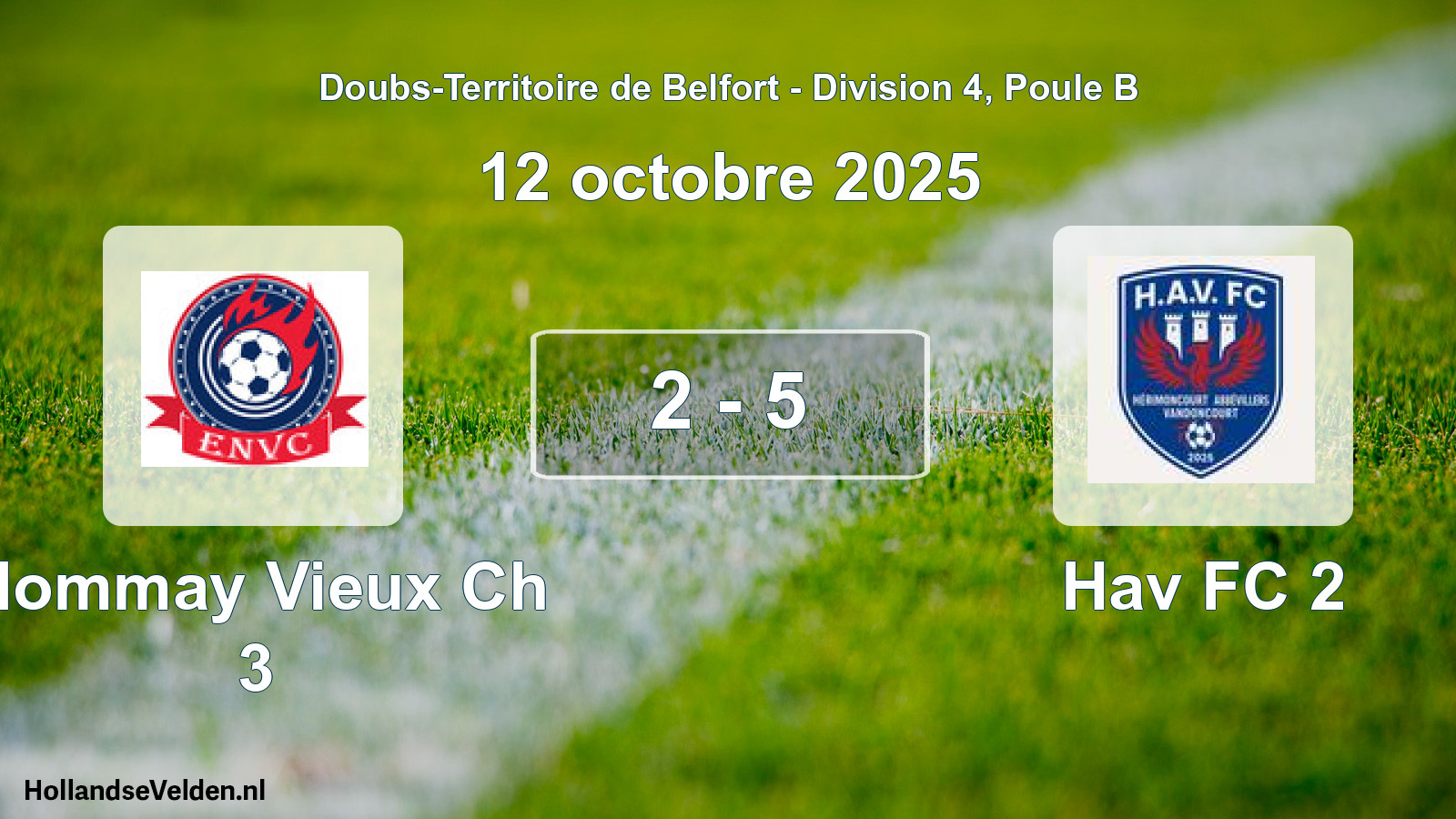 Total number of matches played: Nommay Vieux Ch 3 - Hav FC 2 2 - 5 (12 October 2025)
