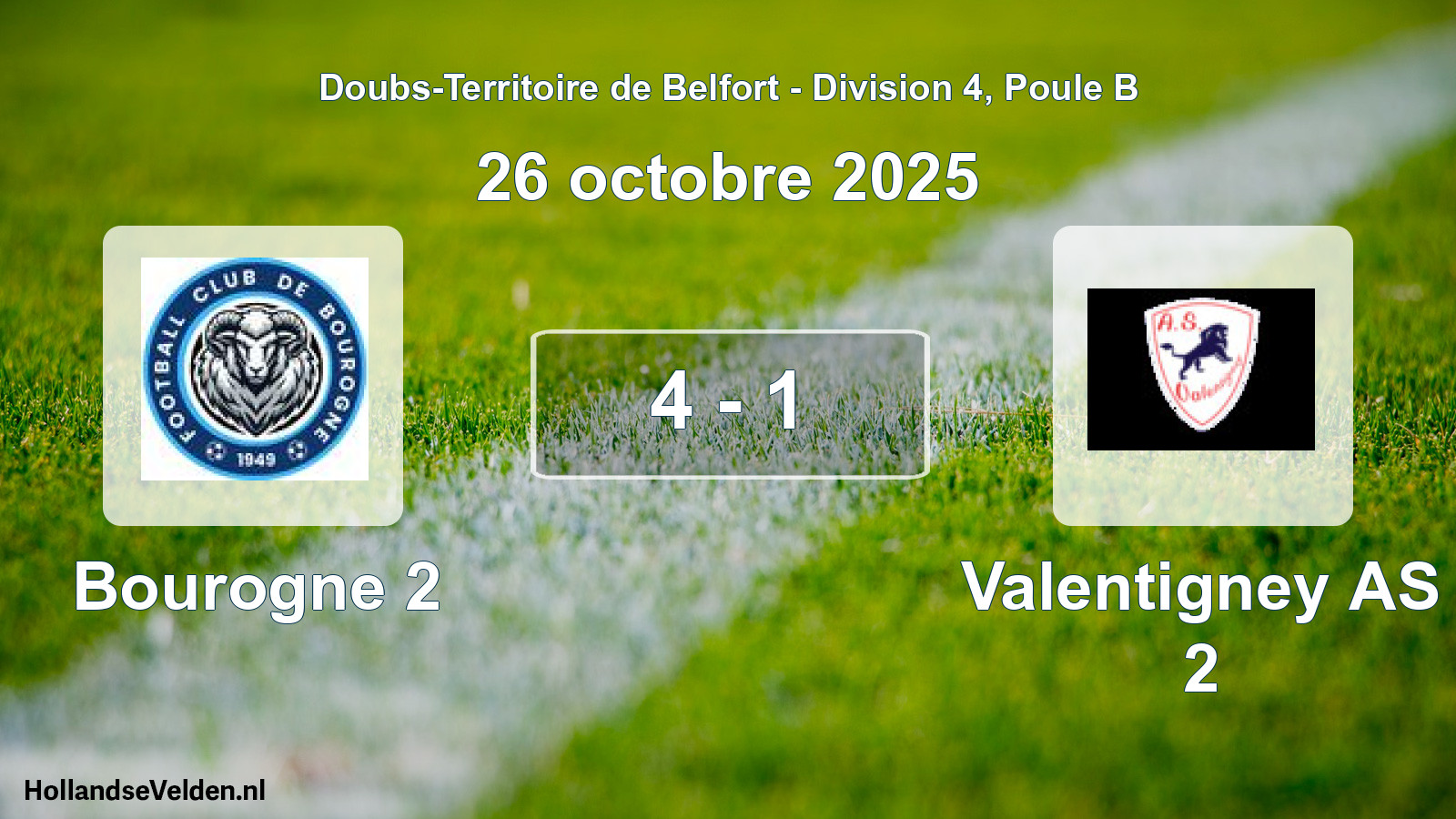 Gespeelde wedstrijd: Bourogne 2 - Valentigney AS 2 4 - 1 (26 oktober 2025)