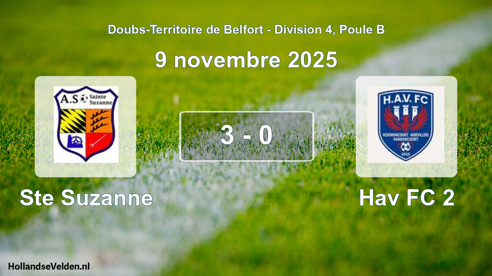 Total number of matches played: Ste Suzanne - Hav FC 2 3 - 0 (9 November 2025)