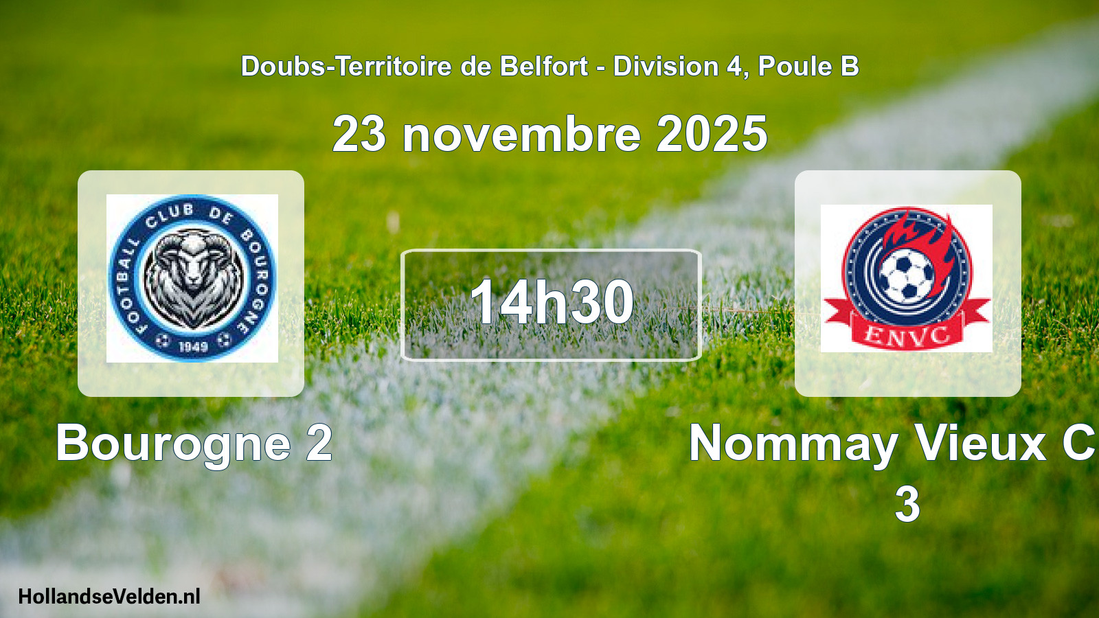 Match programmé: Bourogne 2 - Nommay Vieux Ch 3 (23 novembre 2025)