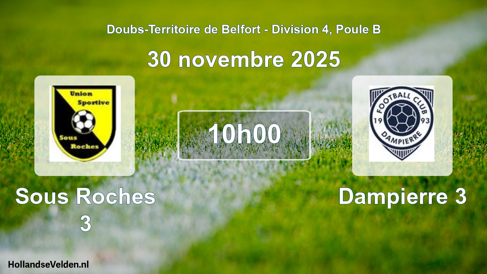 Match programmé: Sous Roches 3 - Dampierre 3 (30 novembre 2025)