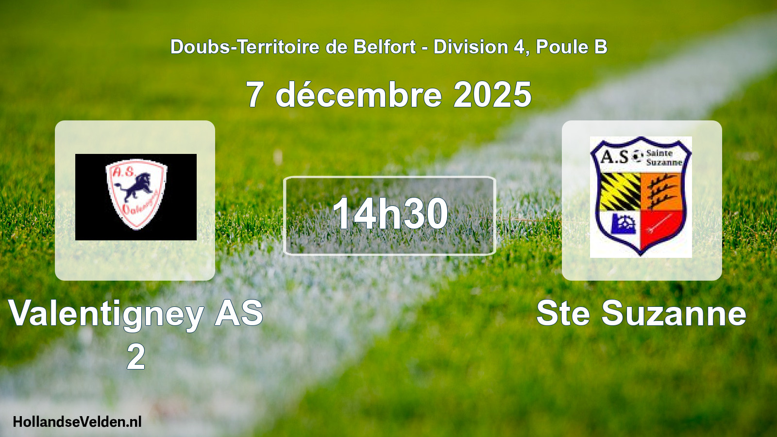 Match programmé: Valentigney AS 2 - Ste Suzanne (7 décembre 2025)