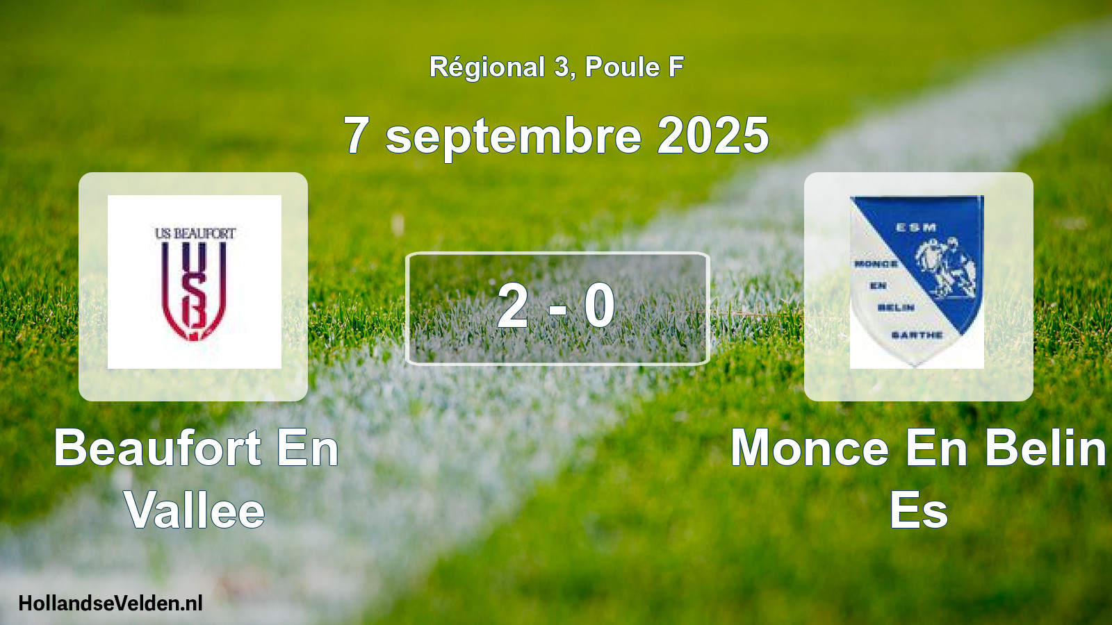Total number of matches played: Beaufort En Vallee - Monce En Belin Es 2 - 0 (7 September 2025)