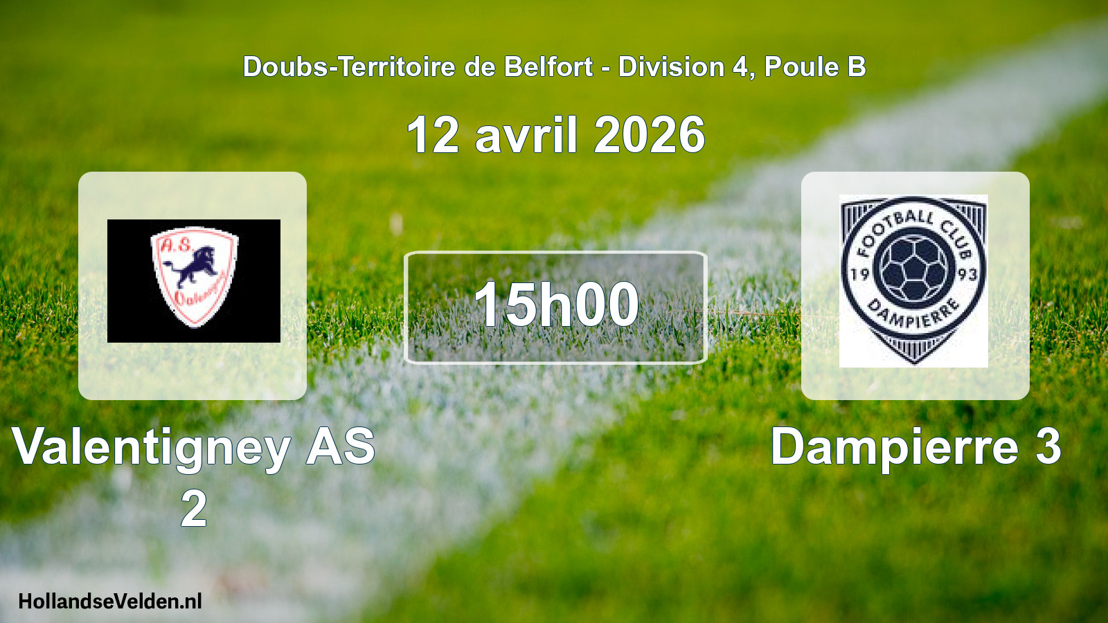 Scheduled Match: Valentigney AS 2 - Dampierre 3 (12 April 2026)