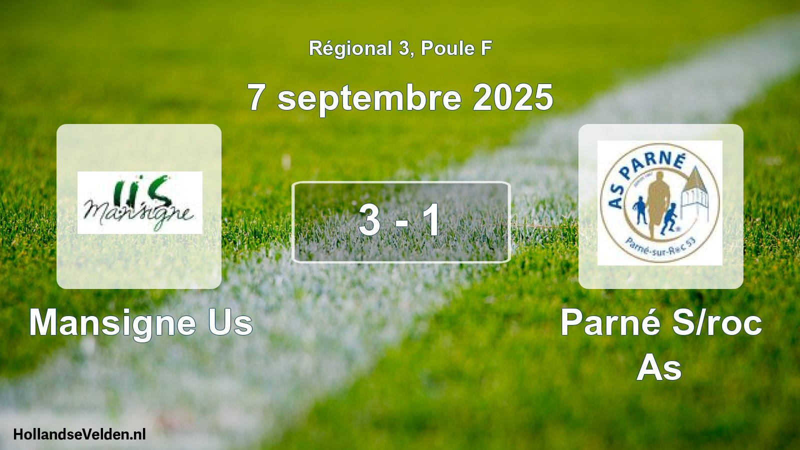 Gespeelde wedstrijd: Mansigne Us - Parné S/roc As 3 - 1 (7 septembre 2025)