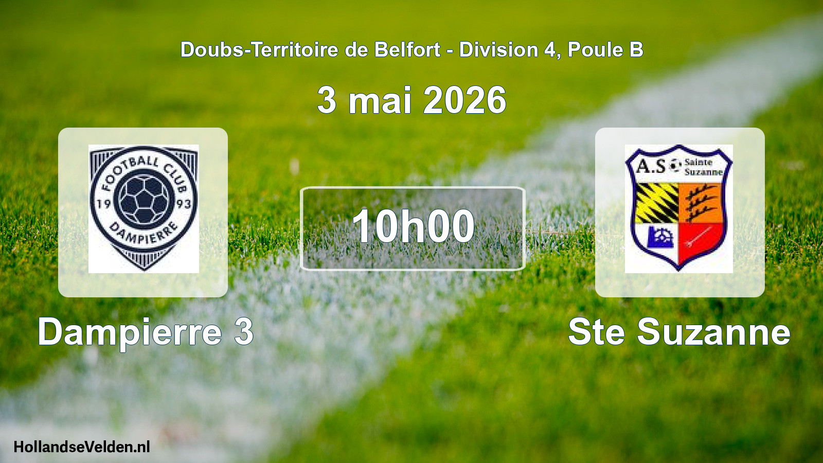 Match programmé: Dampierre 3 - Ste Suzanne (3 mai 2026)
