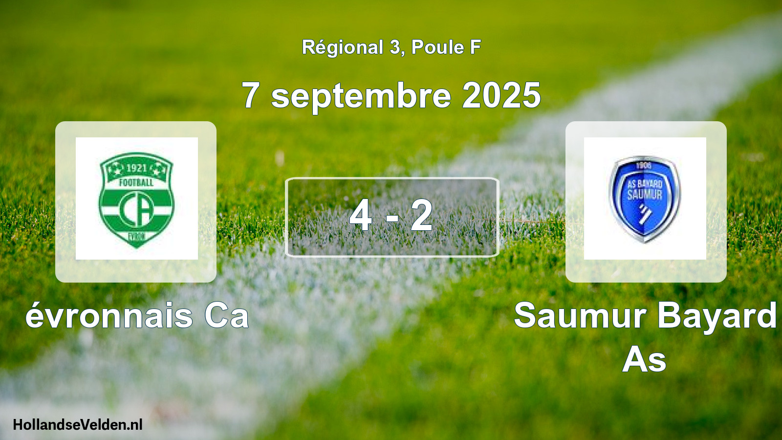 Gespeelde wedstrijd: évronnais Ca - Saumur Bayard As 4 - 2 (7 september 2025)