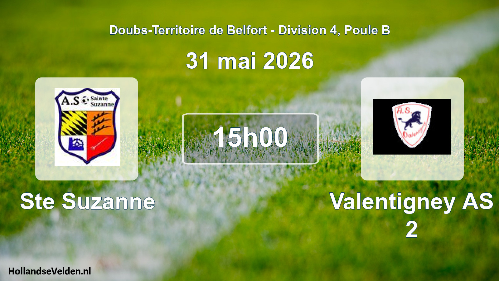 Scheduled Match: Ste Suzanne - Valentigney AS 2 (31 May 2026)