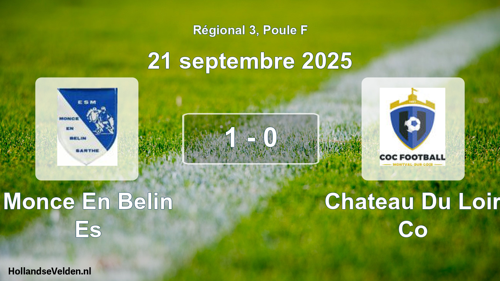 Gespeelde wedstrijd: Monce En Belin Es - Chateau Du Loir Co 1 - 0 (21 septembre 2025)