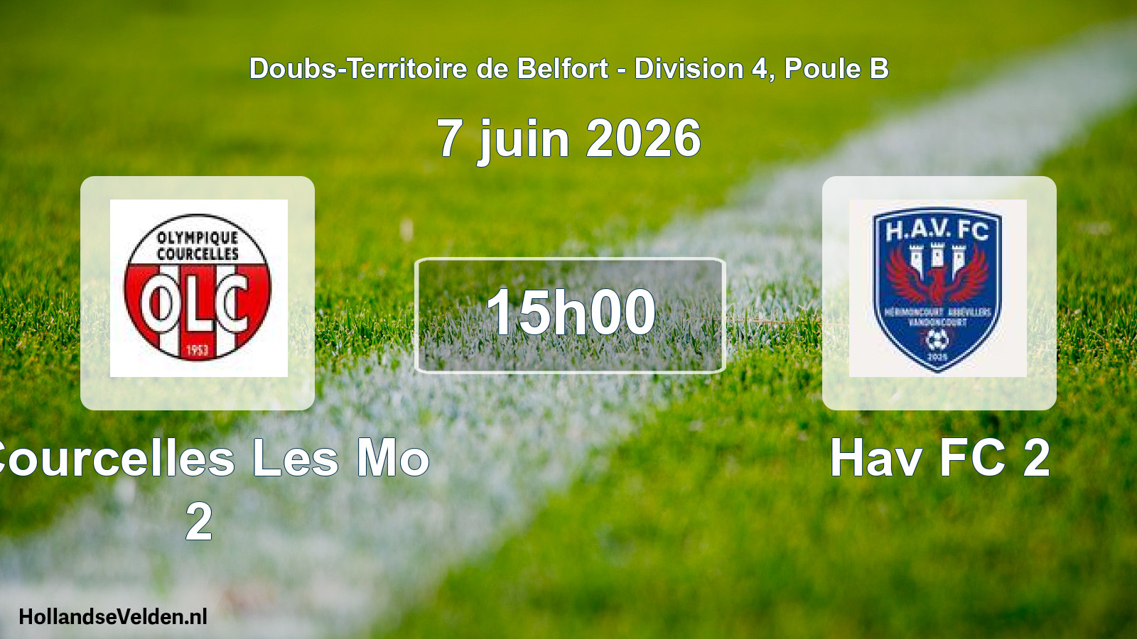 Match programmé: Courcelles Les Mo 2 - Hav FC 2 (7 juin 2026)