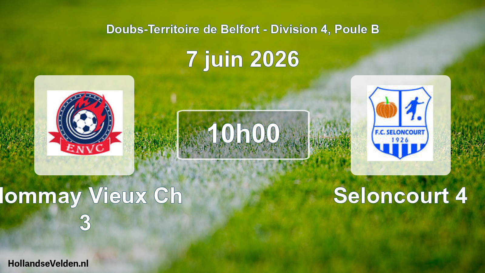 Match programmé: Nommay Vieux Ch 3 - Seloncourt 4 (7 juin 2026)